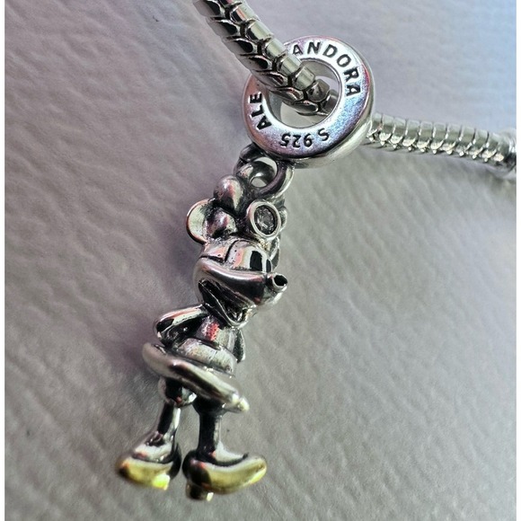 Disney 100th Anniversary Minnie Mouse Lab-Grown Diamond Dangle‎ Charm - Picture 1 of 8